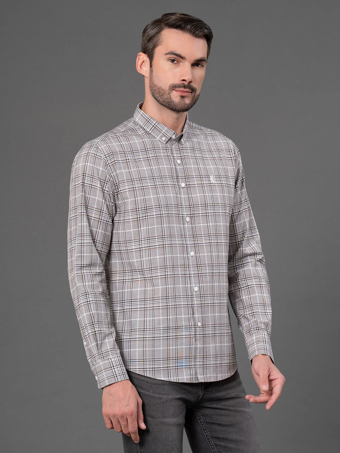 Grey Checked Shirt for Men - Image 2