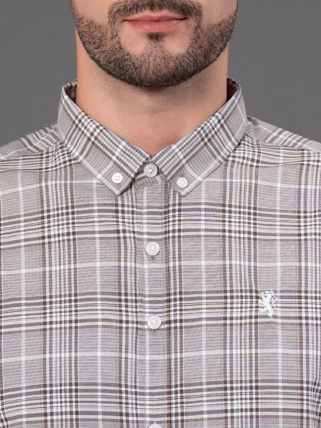 Grey Checked Shirt for Men - Image 4