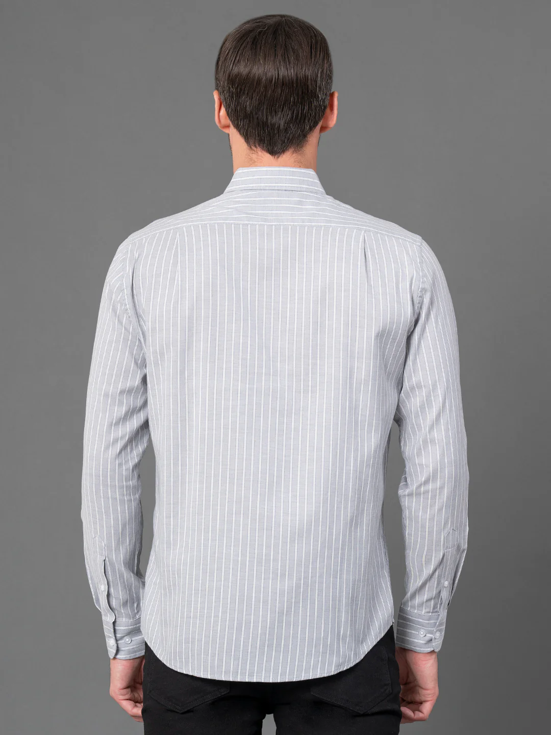 Grey Striped Shirt for Men - Image 3