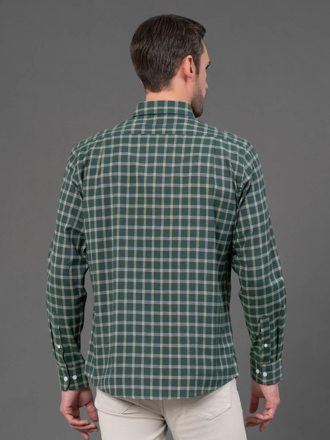 Hunter Green Checked Shirt for Men - Image 3