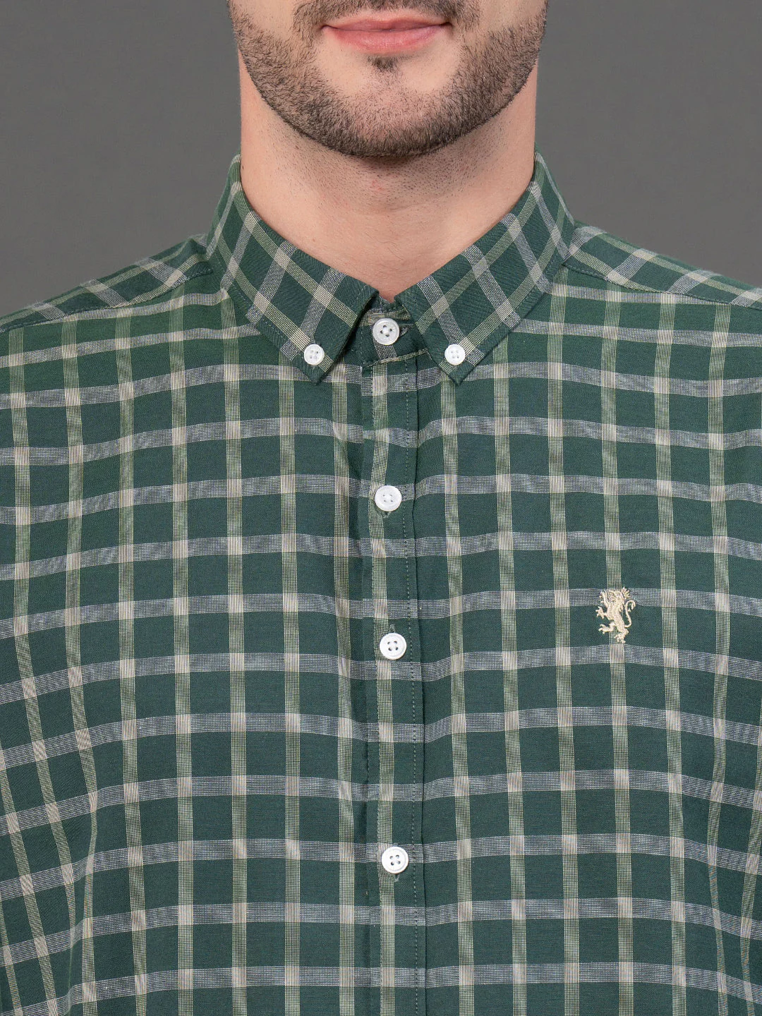 Hunter Green Checked Shirt for Men - Image 4