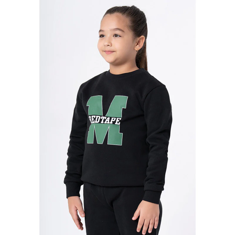 Kids Unisex Black Graphic Print Sweatshirt - Image 2