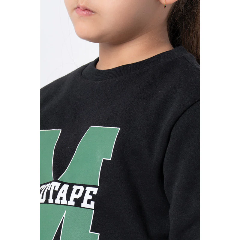 Kids Unisex Black Graphic Print Sweatshirt - Image 4