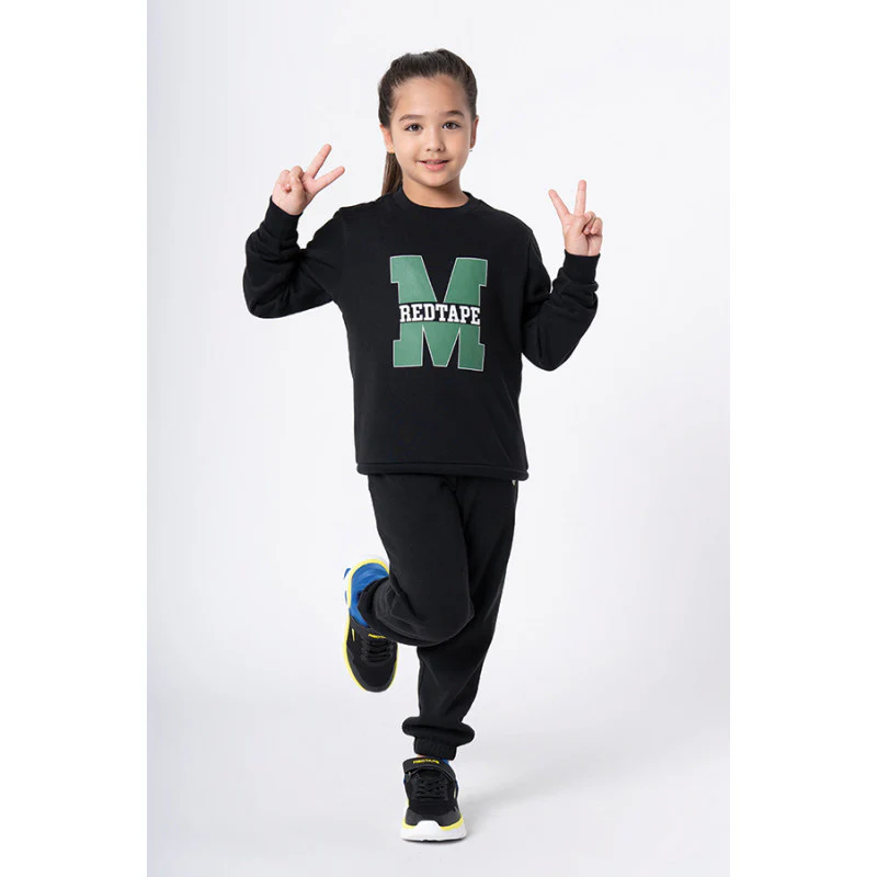 Kids Unisex Black Graphic Print Sweatshirt - Image 5