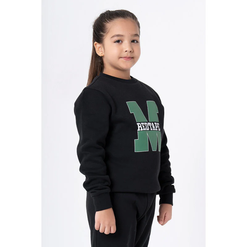 Kids Unisex Black Graphic Print Sweatshirt - Image 6