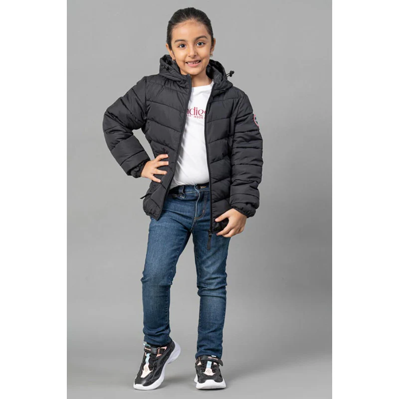 Kids Unisex Black Padded Jacket - Image 2