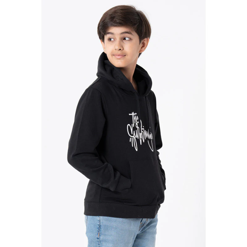 Kids Unisex Black Printed Hoodie - Image 4