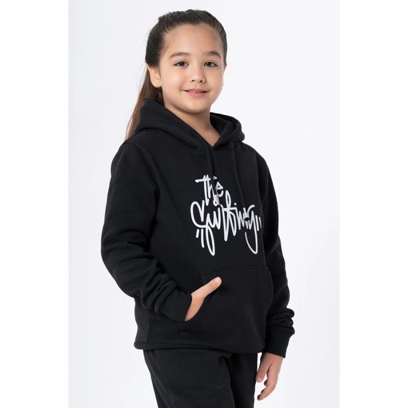 Kids Unisex Black Printed Hoodie - Image 5