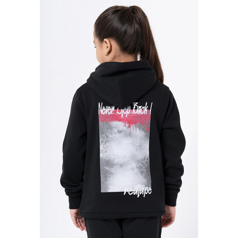 Kids Unisex Black Printed Hoodie - Image 7