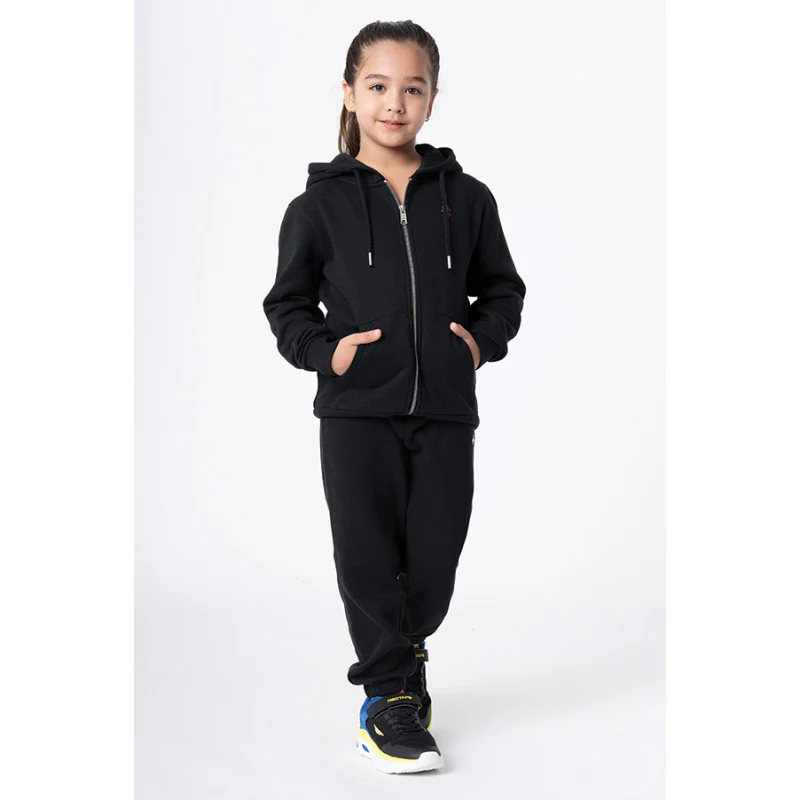 Kids Unisex Black Solid Hoodie - Image 2