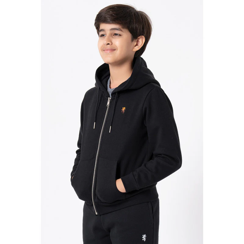 Kids Unisex Black Solid Hoodie - Image 4