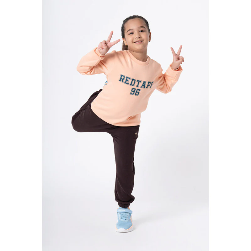 Kids Unisex Bright Peach Printed Sweatshirt - Image 2