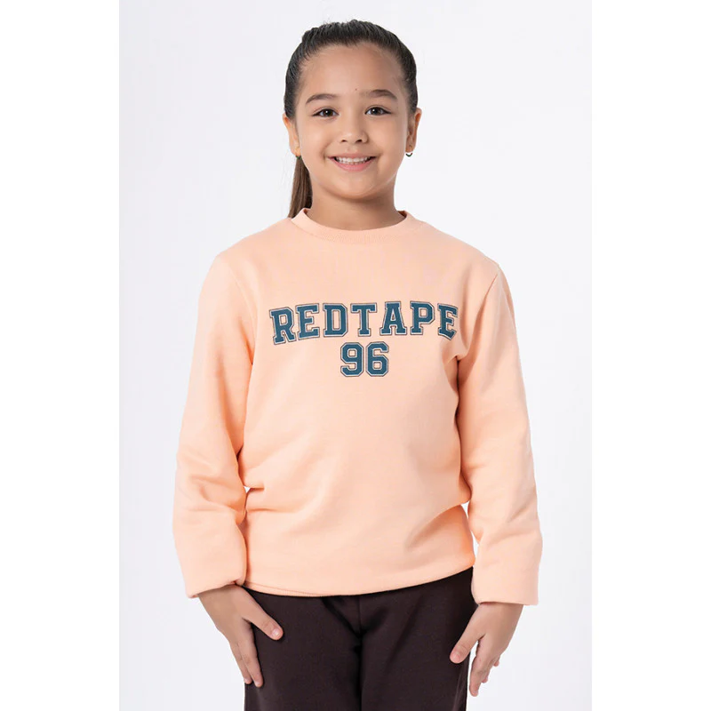 Kids Unisex Bright Peach Printed Sweatshirt - Image 3