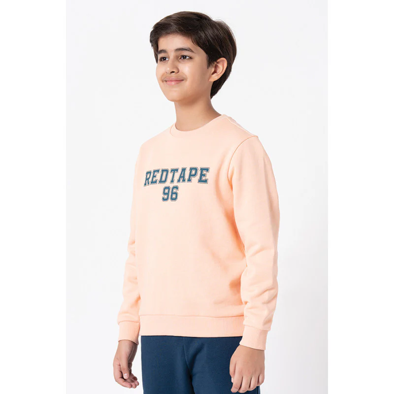 Kids Unisex Bright Peach Printed Sweatshirt - Image 4