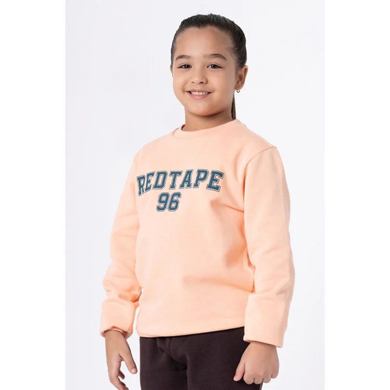 Kids Unisex Bright Peach Printed Sweatshirt - Image 5