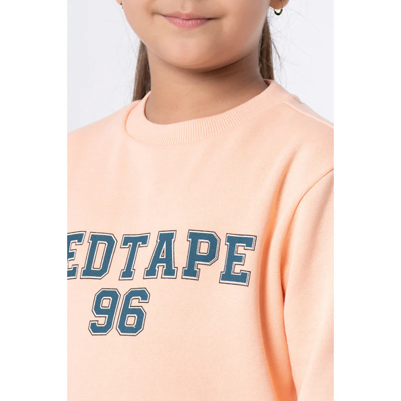 Kids Unisex Bright Peach Printed Sweatshirt - Image 9