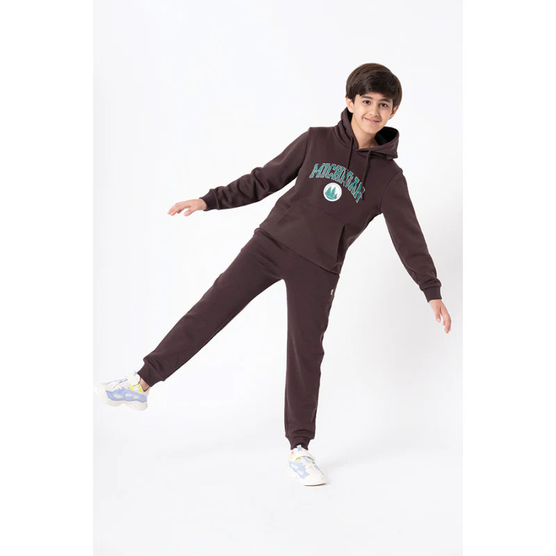 Kids Unisex Brown Graphic Print Hoodie - Image 10
