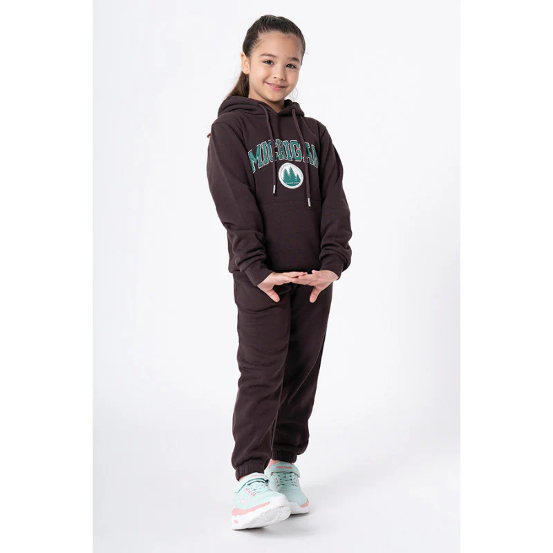 Kids Unisex Brown Graphic Print Hoodie - Image 2