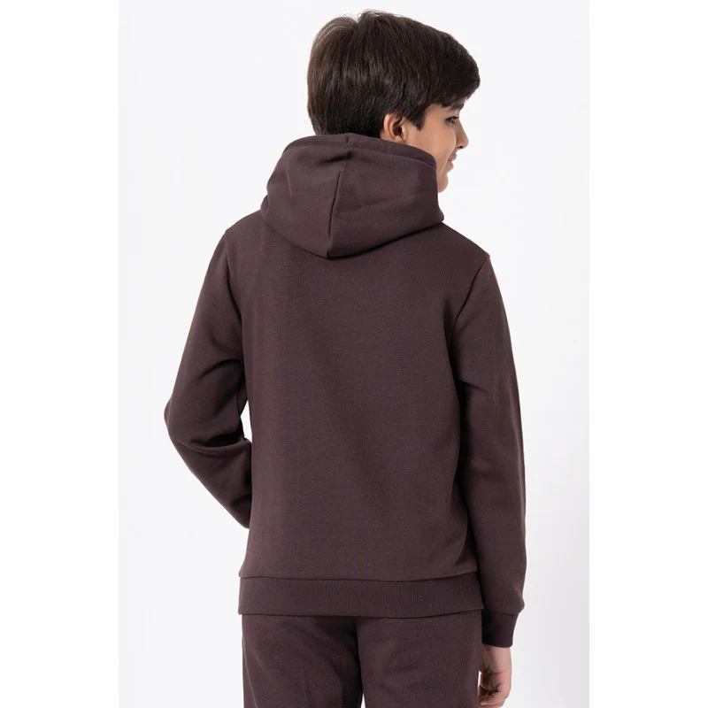 Kids Unisex Brown Graphic Print Hoodie - Image 6