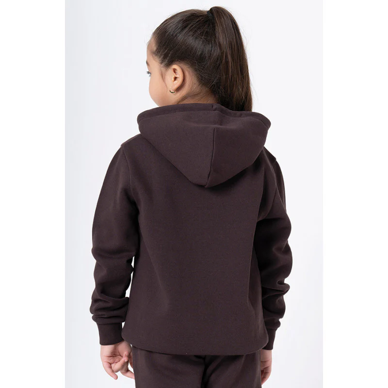 Kids Unisex Brown Graphic Print Hoodie - Image 7