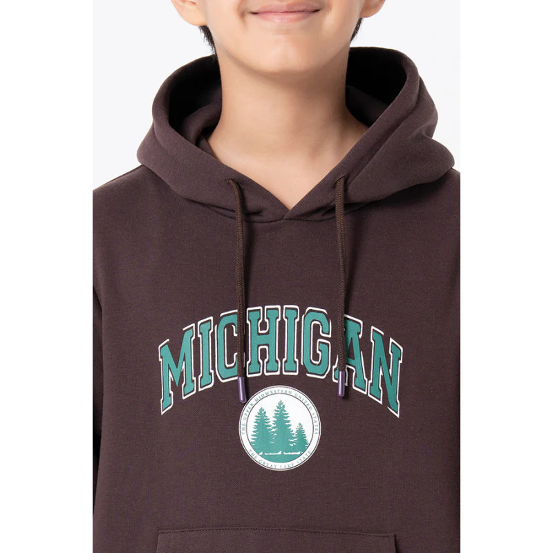 Kids Unisex Brown Graphic Print Hoodie - Image 8