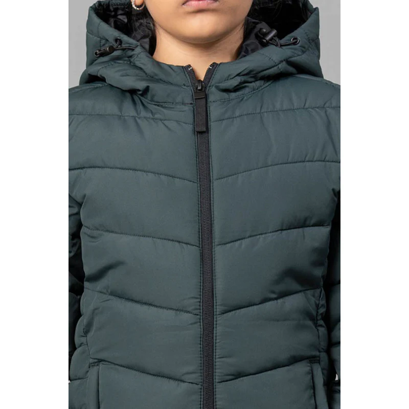 Kids Unisex Dark Green Padded Jacket - Image 10
