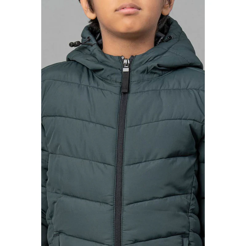 Kids Unisex Dark Green Padded Jacket - Image 5