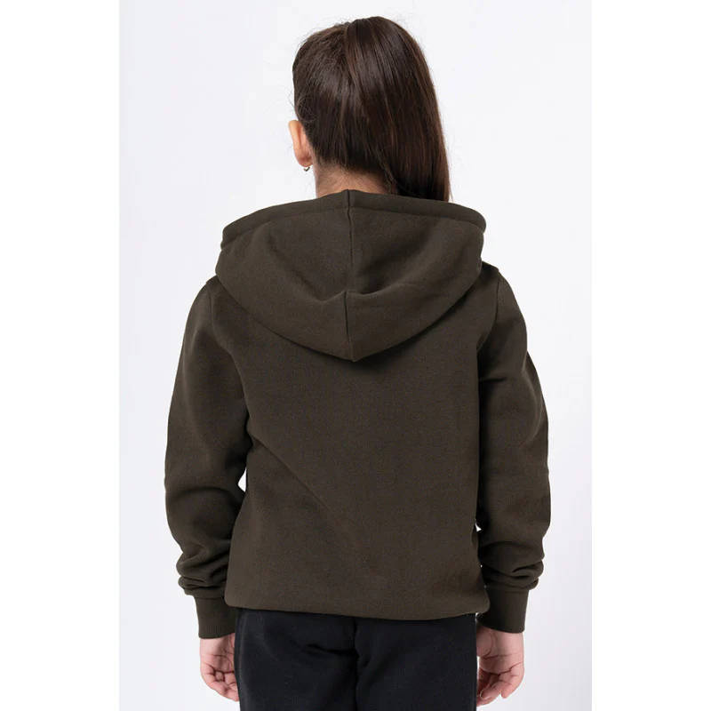 Kids Unisex Dark Olive Solid Hoodie - Image 3