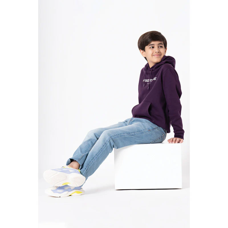Kids Unisex Dark Purple Printed Hoodie - Image 10