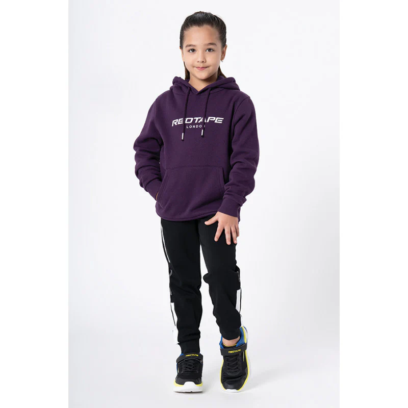Kids Unisex Dark Purple Printed Hoodie - Image 2