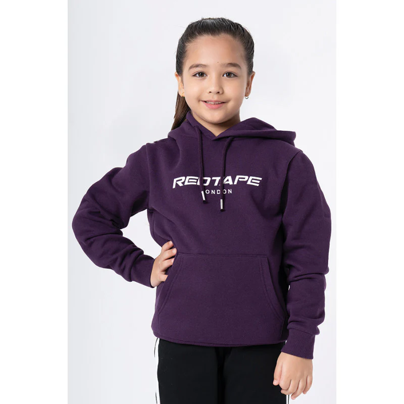 Kids Unisex Dark Purple Printed Hoodie - Image 3