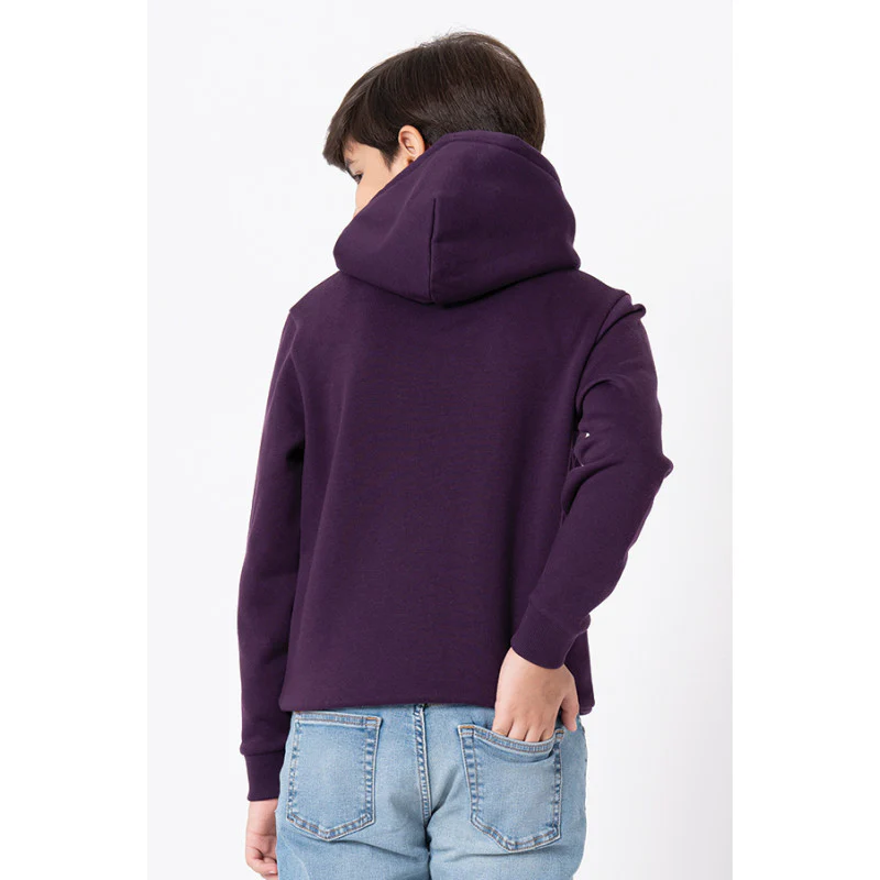 Kids Unisex Dark Purple Printed Hoodie - Image 6