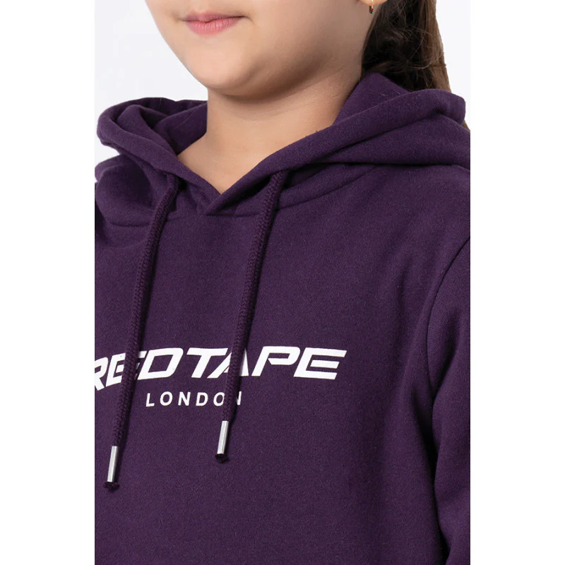 Kids Unisex Dark Purple Printed Hoodie - Image 9
