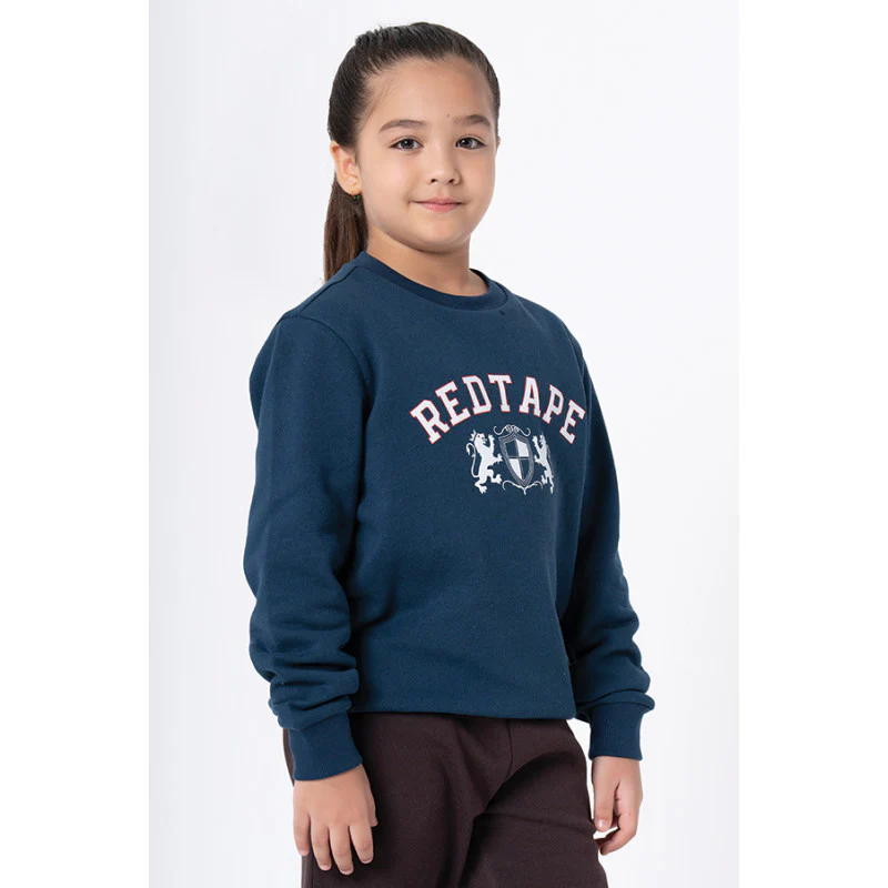 Kids Unisex Deep Blue Graphic Print Sweatshirt - Image 2