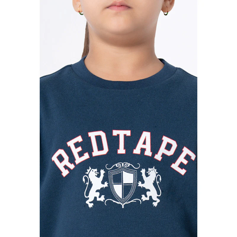 Kids Unisex Deep Blue Graphic Print Sweatshirt - Image 4