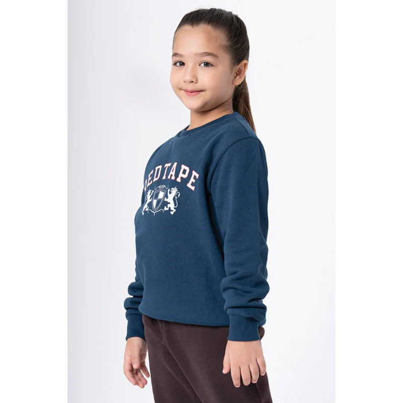 Kids Unisex Deep Blue Graphic Print Sweatshirt - Image 6