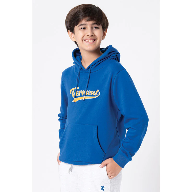 Kids Unisex Electric Blue Printed Hoodie - Image 4
