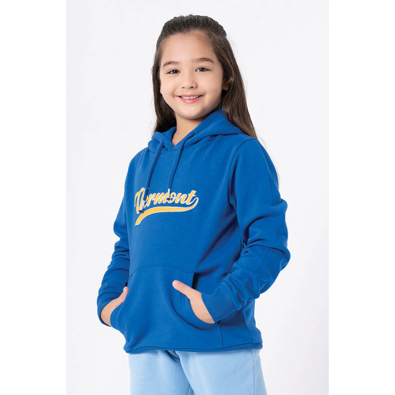Kids Unisex Electric Blue Printed Hoodie - Image 5