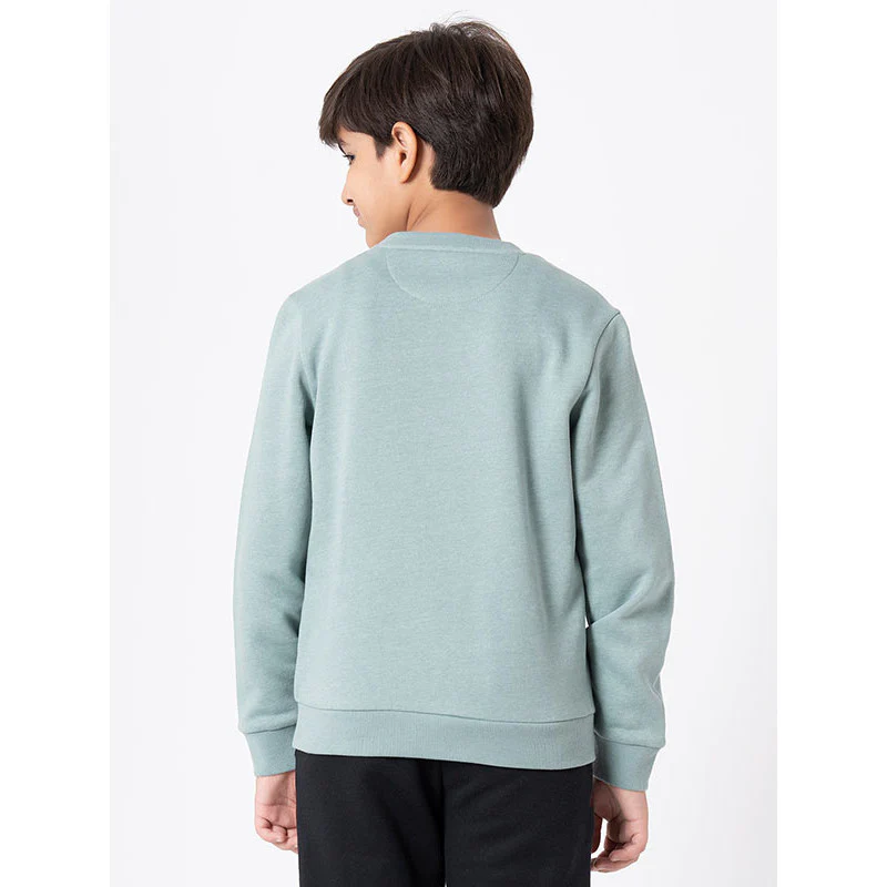 Kids Unisex Green Melange Printed Sweatshirt - Image 3