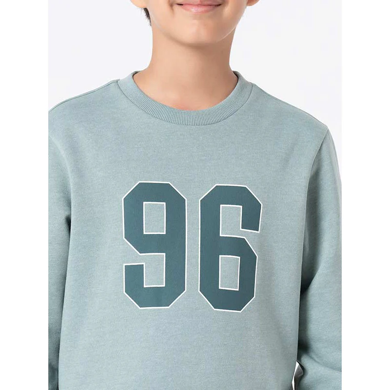 Kids Unisex Green Melange Printed Sweatshirt - Image 4