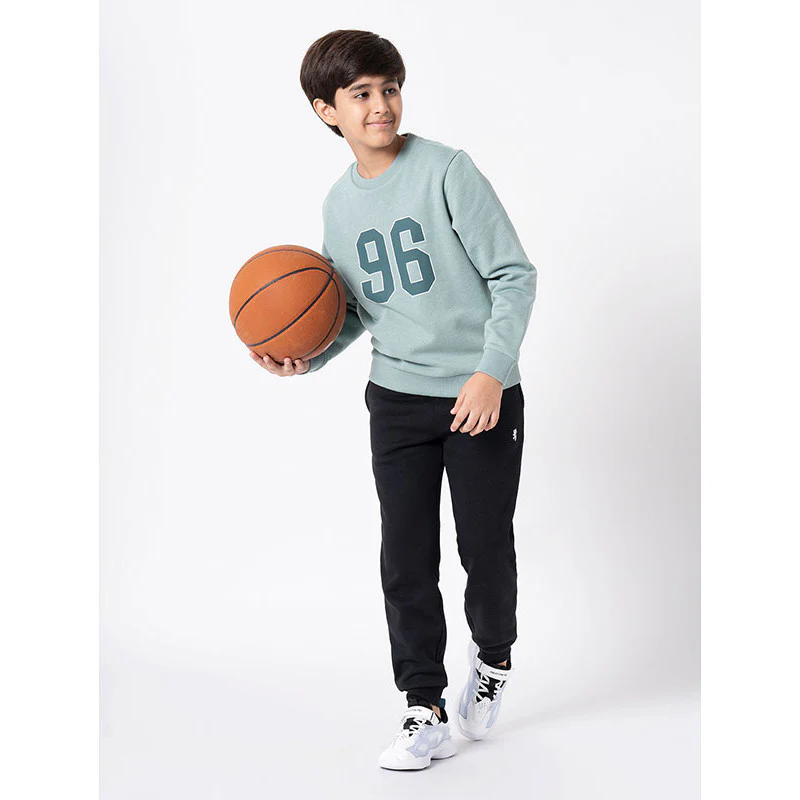 Kids Unisex Green Melange Printed Sweatshirt - Image 5