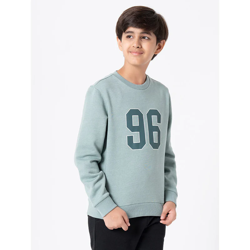 Kids Unisex Green Melange Printed Sweatshirt - Image 6