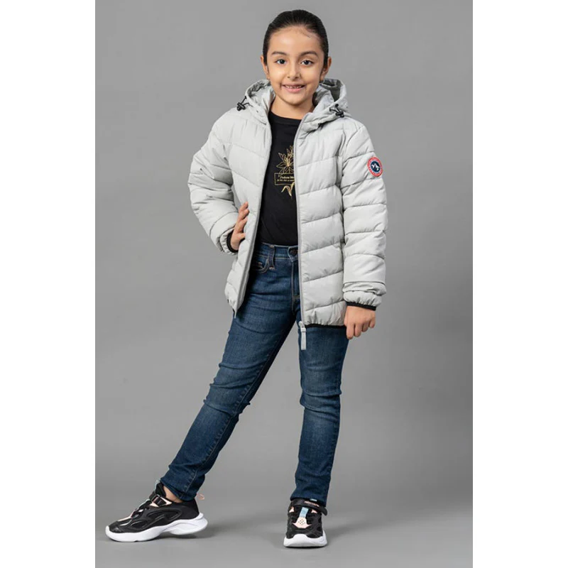 Kids Unisex Grey Padded Jacket - Image 2