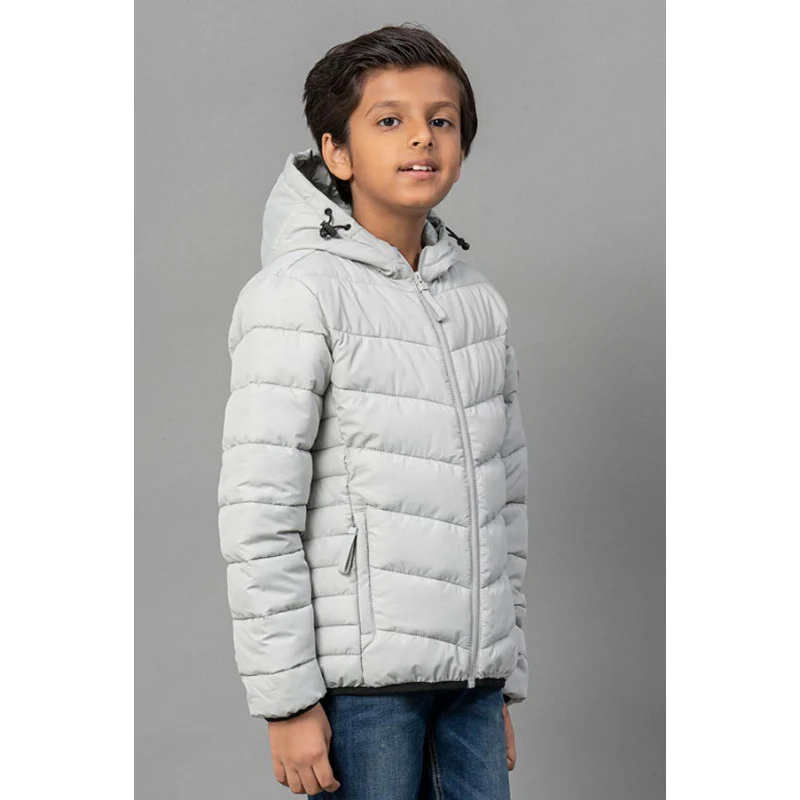 Kids Unisex Grey Padded Jacket - Image 3
