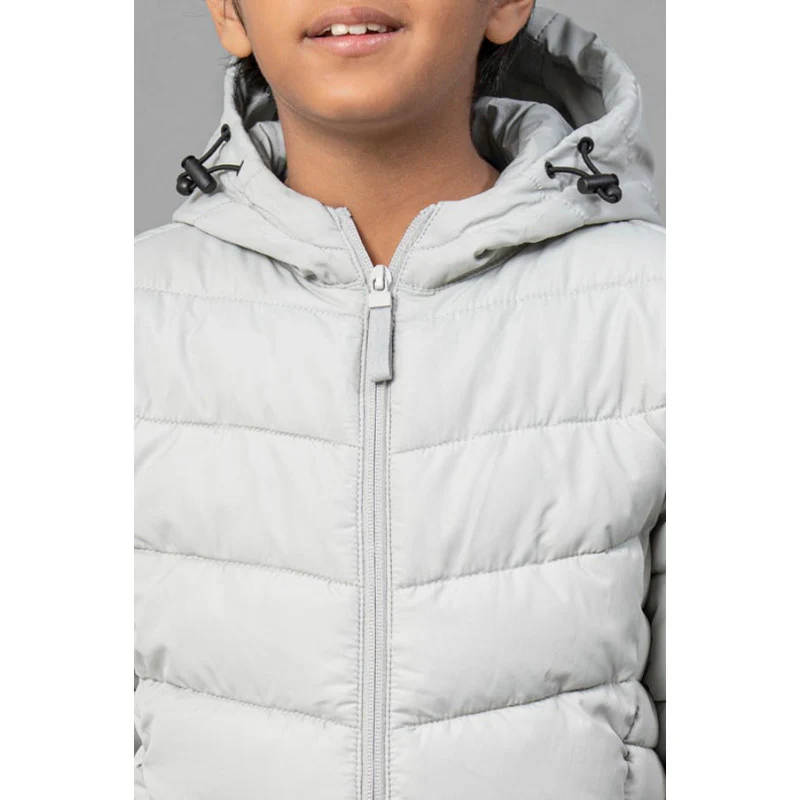 Kids Unisex Grey Padded Jacket - Image 5