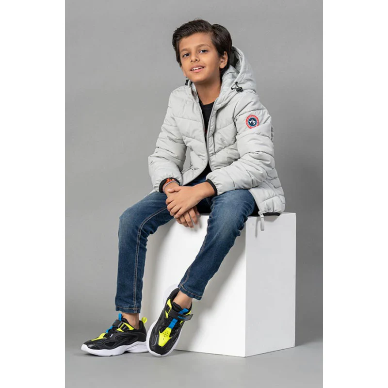 Kids Unisex Grey Padded Jacket - Image 6