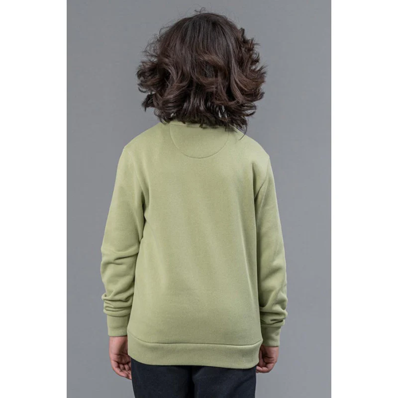 Kids Unisex Leaf Green Graphic Print Sweatshirt - Image 3