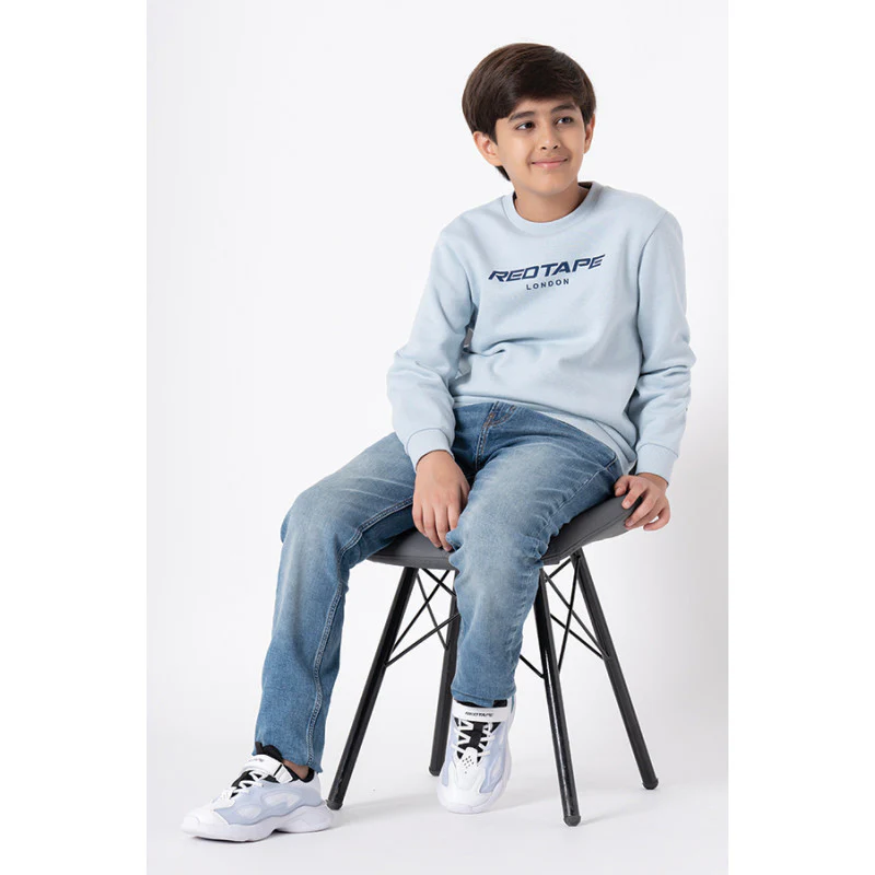 Kids Unisex Light Blue Printed Sweatshirt - Image 10