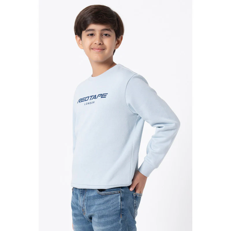 Kids Unisex Light Blue Printed Sweatshirt - Image 4