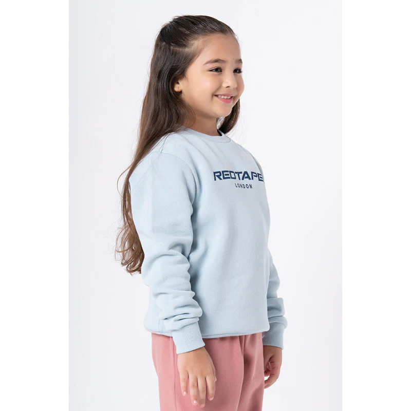 Kids Unisex Light Blue Printed Sweatshirt - Image 5